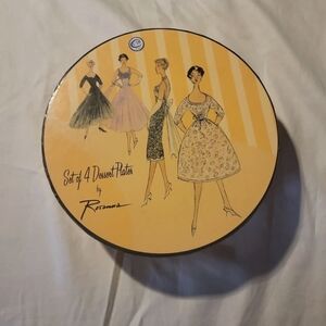 Vintage Rosanna Fashion Illustration Dessert Plates - Yellow